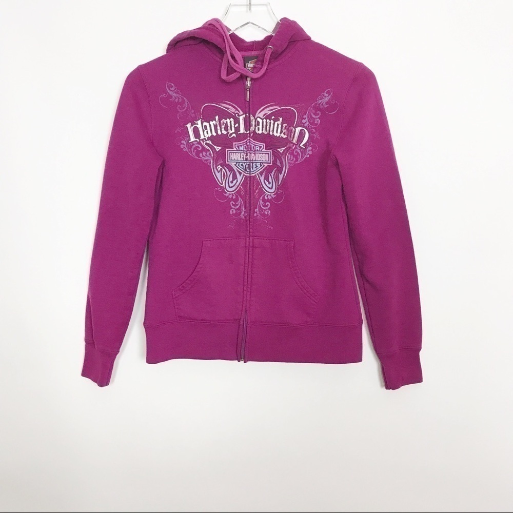 Harley-Davidson zipper hoodie logo front/back
